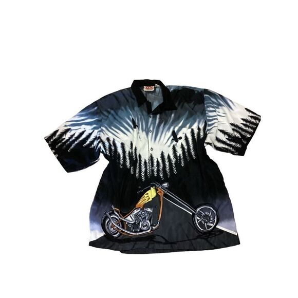 Mens Motorcycle Graphics Button Down Shirt 2XL - Picture 1 of 5